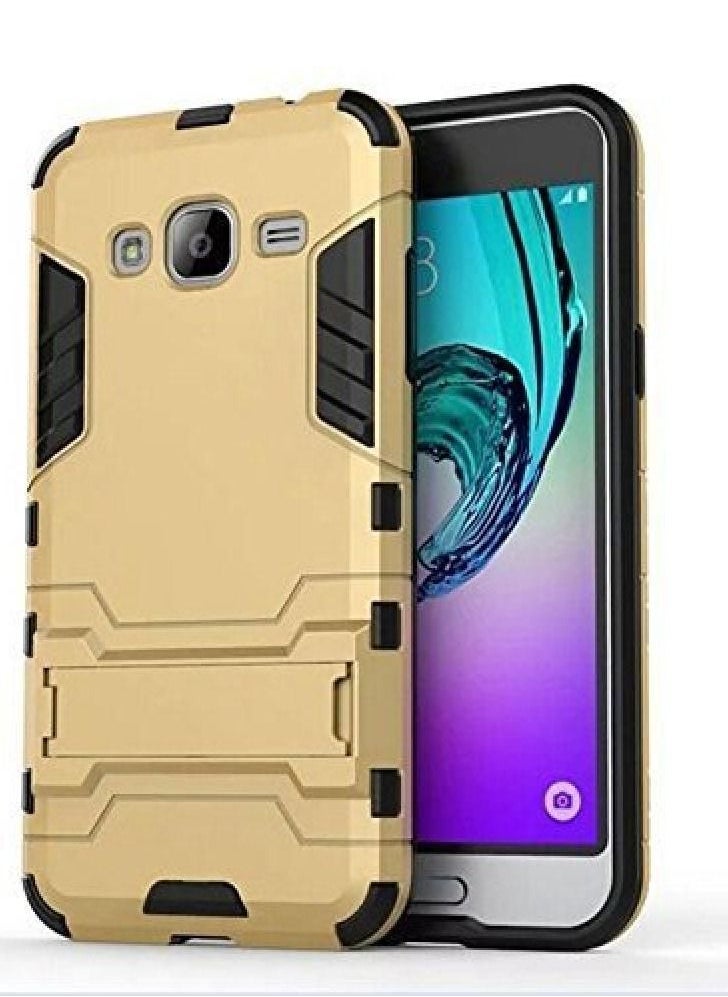 Generic - Samsung Galaxy J7 Robot Kickstand Cover Shockproof Military Grade Armor Defender Series Dual Protection Layer Hybrid TPU + PC Kickstand Back Case Cover - Golden - Image 1