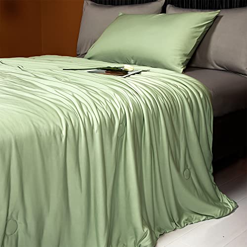 LLanCL Cooling Blankets for Hot Sleepers  Cool Like Ice Cream Lightweight Blanket for Summer with Double Side Cold Cooling Comforter Quilt Fabric for Bed Queen Size 79 x 91 Green  Grey