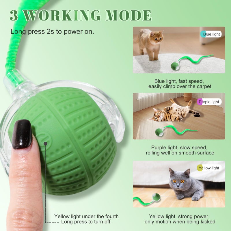 NVTED 2 PCS Interactive Cat Toys for Indoor Cats, Fast Rolling on Carpet Flash and Motion Activated Cat Balls for Bored Indoor Cats - Image 3