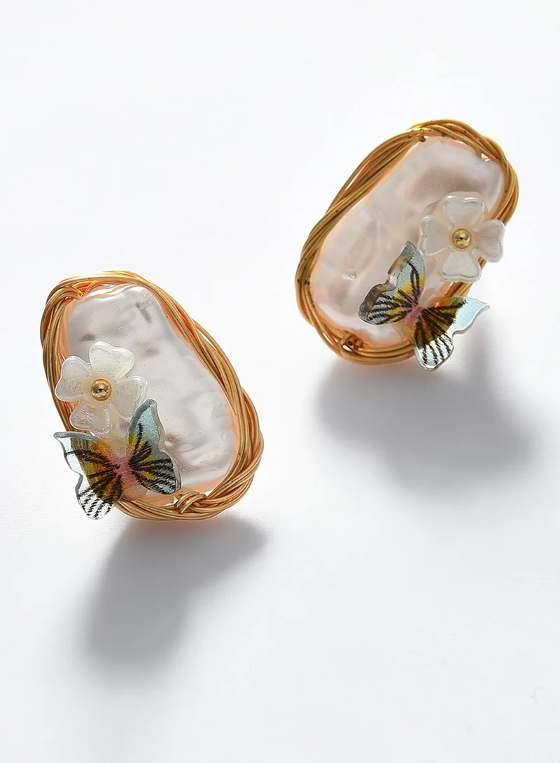 SOHI Butterfly Shaped Artificial Stud Earring Jewellery