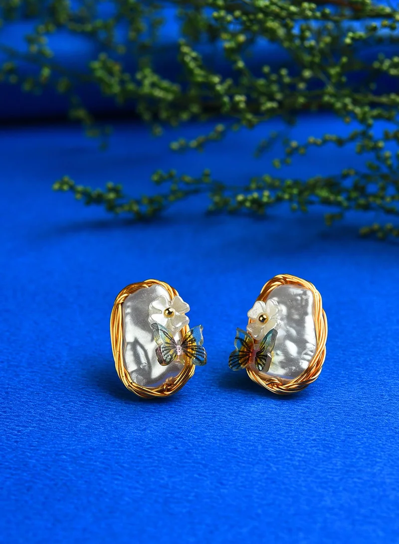 SOHI Butterfly Shaped Artificial Stud Earring Jewellery