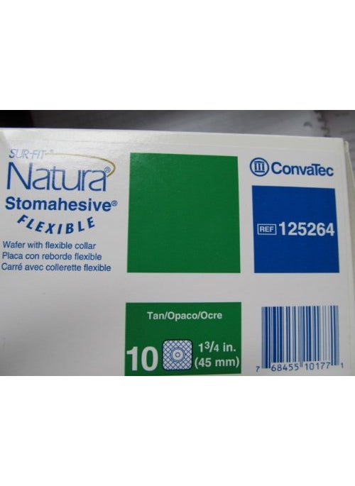 convatec - ConvaTec 125264 SUR-FIT Natura Two-Piece Stomahesive Skin Barrier with Flexible Collar, Cut-to-Fit, Tan, 1-3/4" Flange, 4" Length, 4" Width, Pack of 10 - Image 1