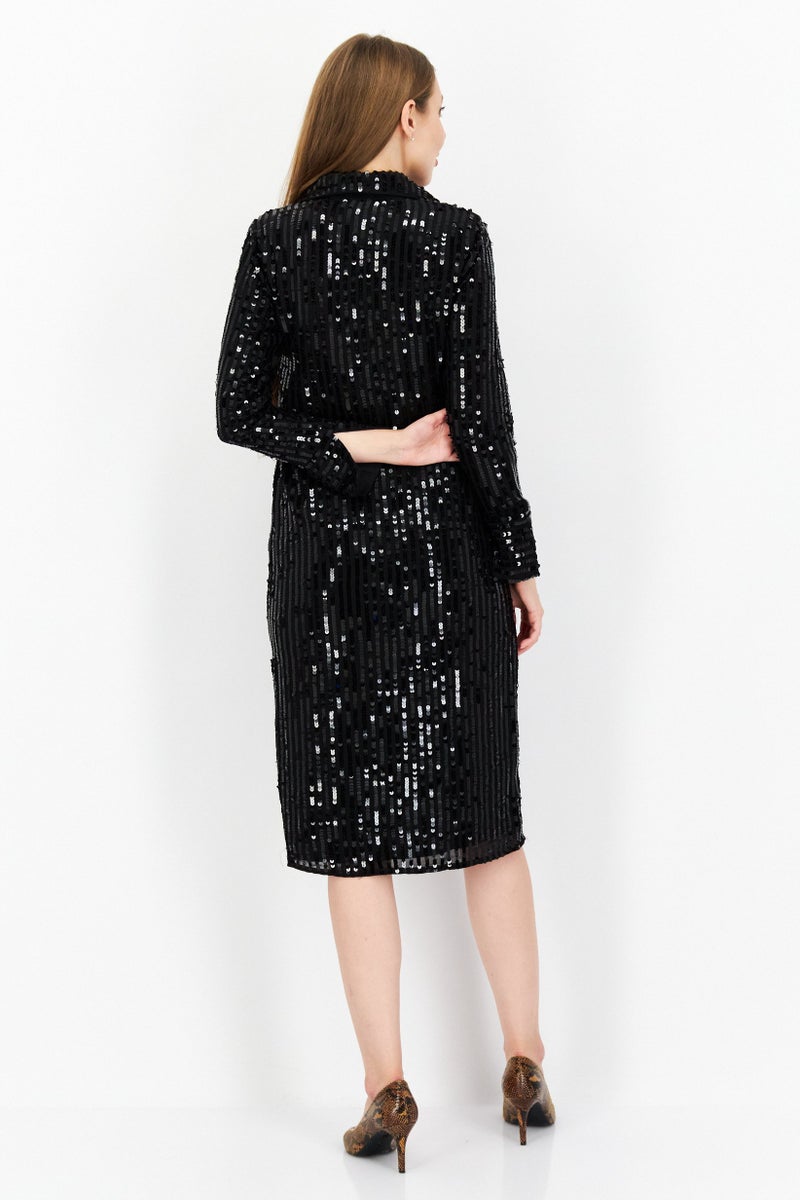 RIVER ISLAND Women Sequins Midi Dress, Black - Image 2