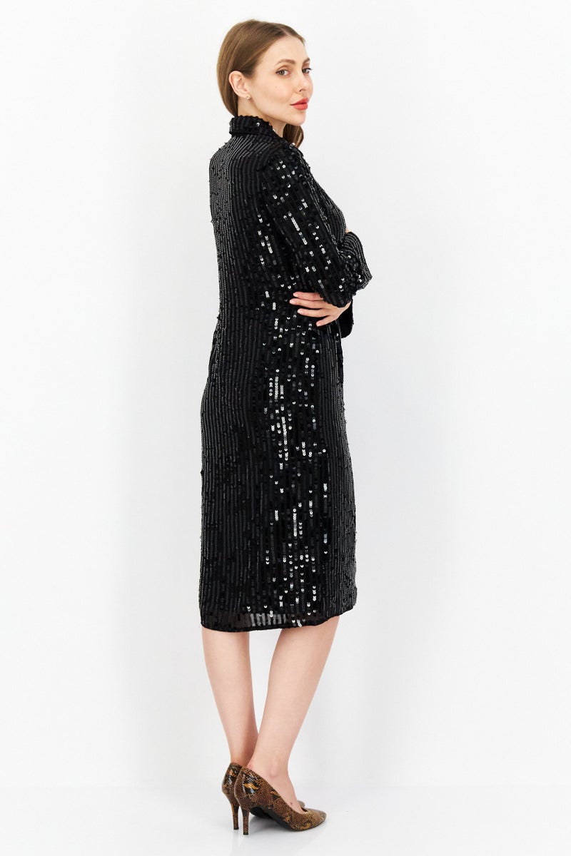 RIVER ISLAND Women Sequins Midi Dress, Black - Image 4