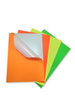 Generic A4 size phosphorescent sticker paper, printable, self-adhesive, high quality product, excellent adhesive strength, assorted color pack of 20 sheets  - Image 1