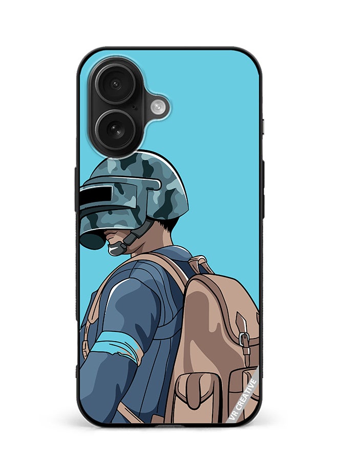VR CREATIVE غطاء حماية لجهاز آبل آيفون 16 بتصميم خوذة وزي عسكري متعدد الألوان