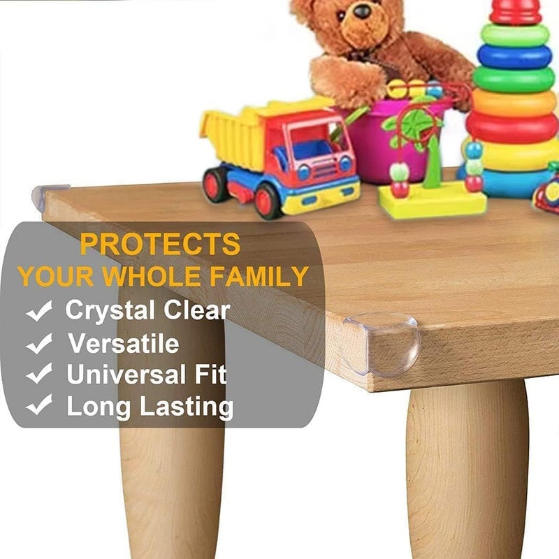 Luckam Safety Edge Corner Protector Set, Clear Baby Proofing Guards, Soft Silicone Bumper Strip 32.8ft(10m) with Round Child Edge Protector(4pack) for Cabinets, Tables, Furniture(10M) - Image 4