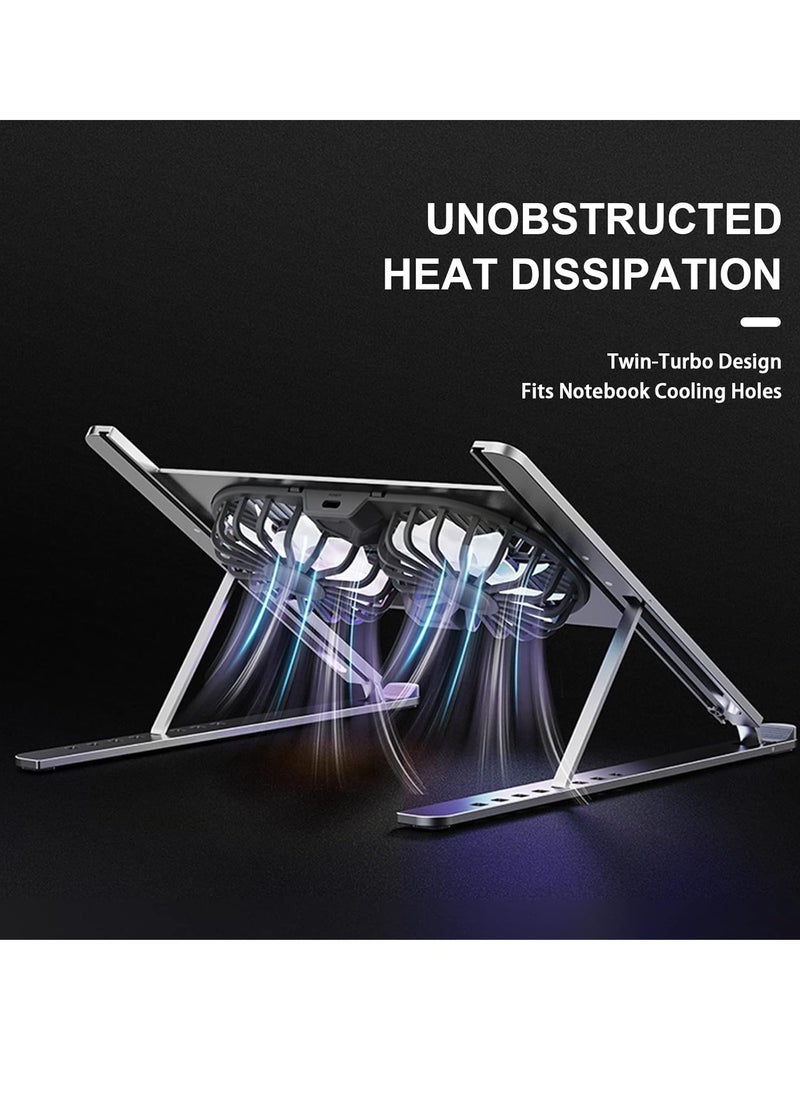 Generic Aluminum holder and external cooling fan for gaming laptop, computer, MacBook Air Pro 9-17 inch, and notebook  - Image 2