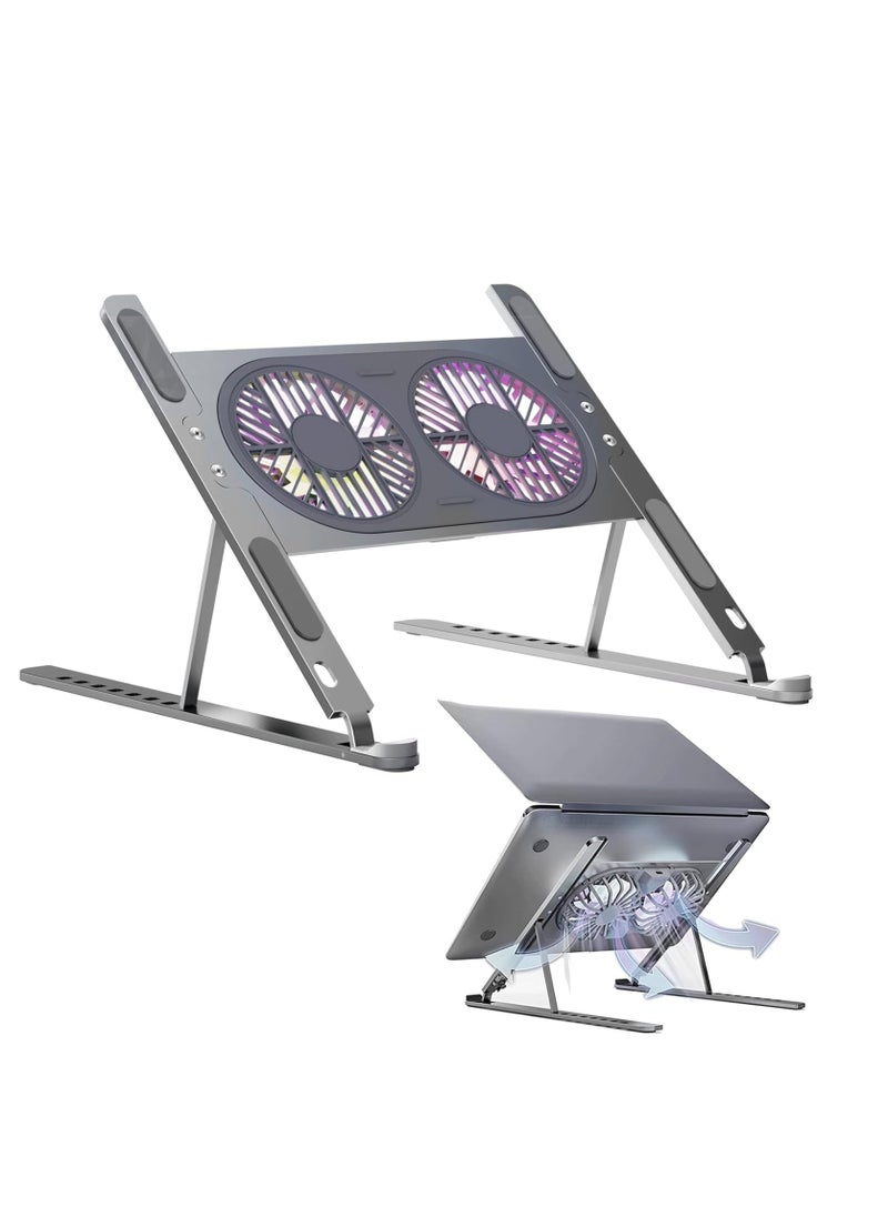 Generic Aluminum holder and external cooling fan for gaming laptop, computer, MacBook Air Pro 9-17 inch, and notebook  - Image 1