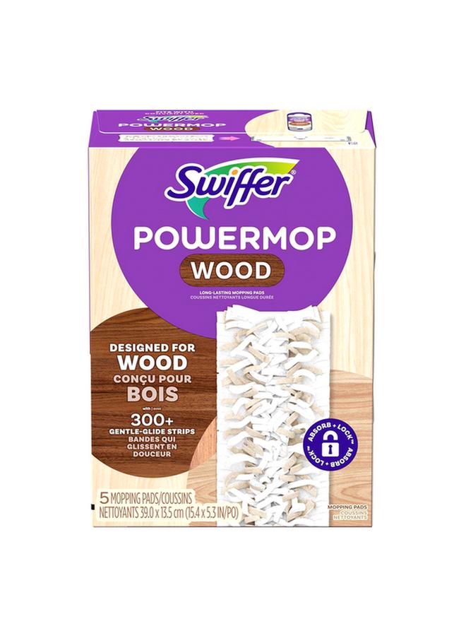 Swiffer 5-Piece Wood Wet and Dry Microfiber Power Mop Refill Set White 15.4inch 1026724 - Image 1