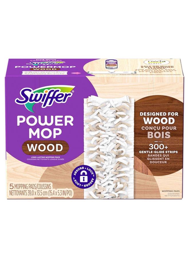 Swiffer 5-Piece Wood Wet and Dry Microfiber Power Mop Refill Set White 15.4inch 1026724 - Image 2