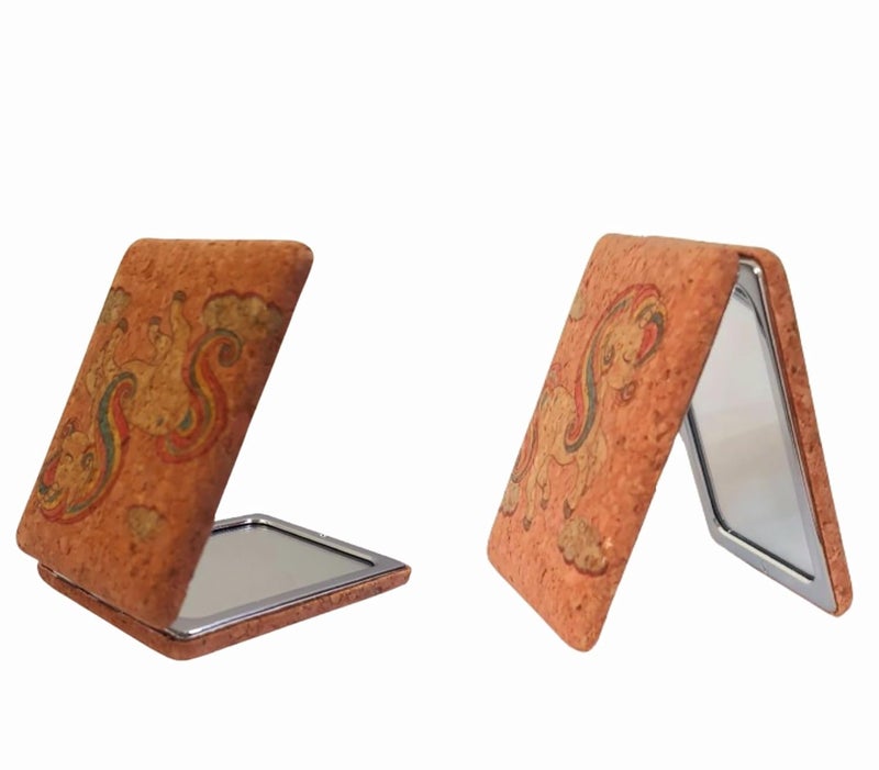 Rectangle Printed pu Compact Mirror with Floral Design 2x1 Magnifying Glass 9cmx7cm  - Image 2