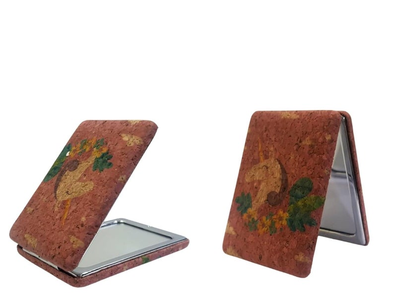 Rectangle Printed pu Compact Mirror with Floral Design 2x1 Magnifying Glass 9cmx7cm  - Image 4