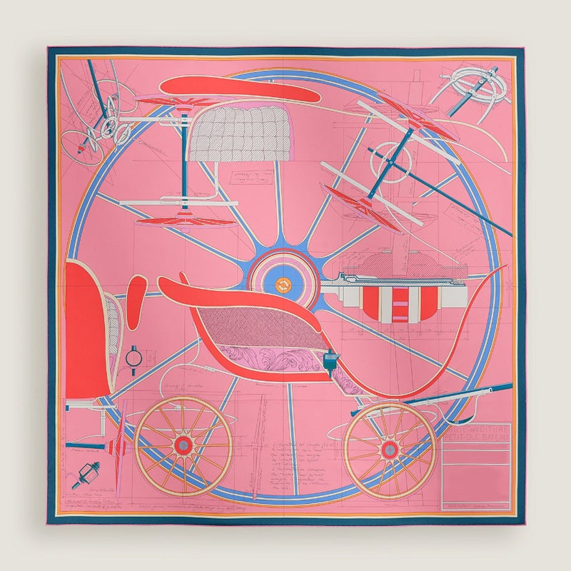 آي إس آي Small Carriage Horse Silk Scarf Mulberry Silk Twill Silk Double-Sided Printing High-End Women'S Large Square Scarf Shawl Dual-Use - Image 2