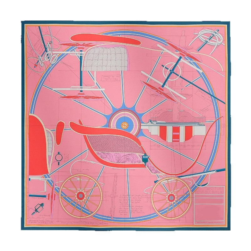 آي إس آي Small Carriage Horse Silk Scarf Mulberry Silk Twill Silk Double-Sided Printing High-End Women'S Large Square Scarf Shawl Dual-Use - Image 4