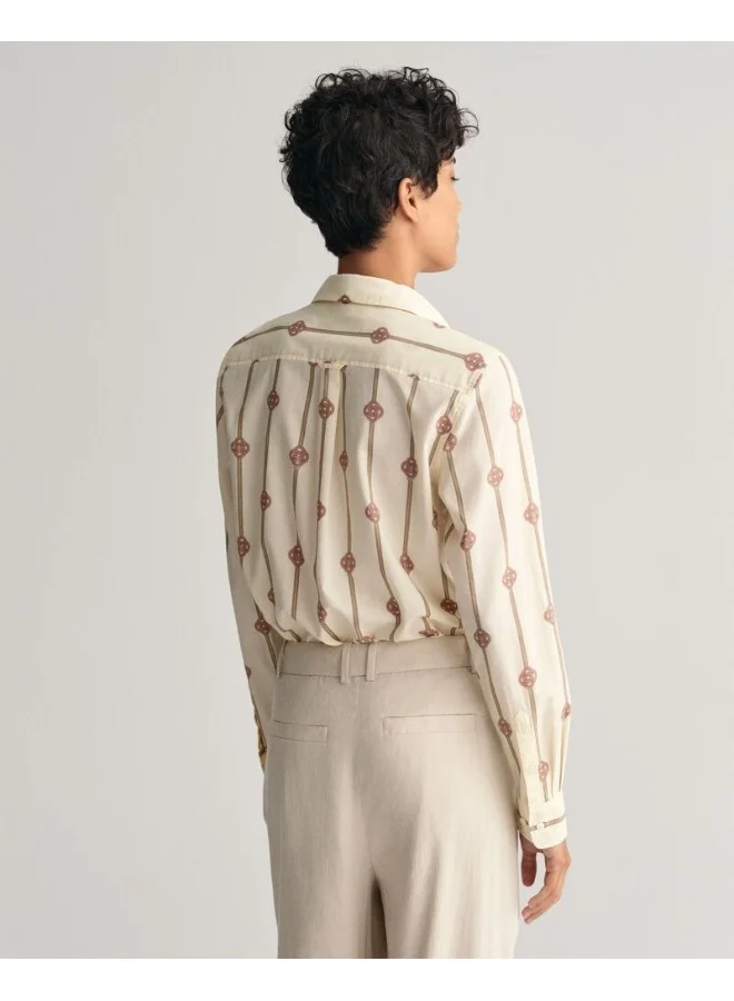 غانت Gant Regular Fit Monogram Striped Cotton Voile Shirt