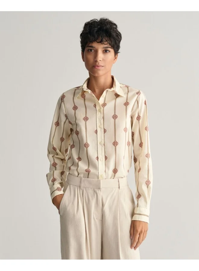 غانت Gant Regular Fit Monogram Striped Cotton Voile Shirt