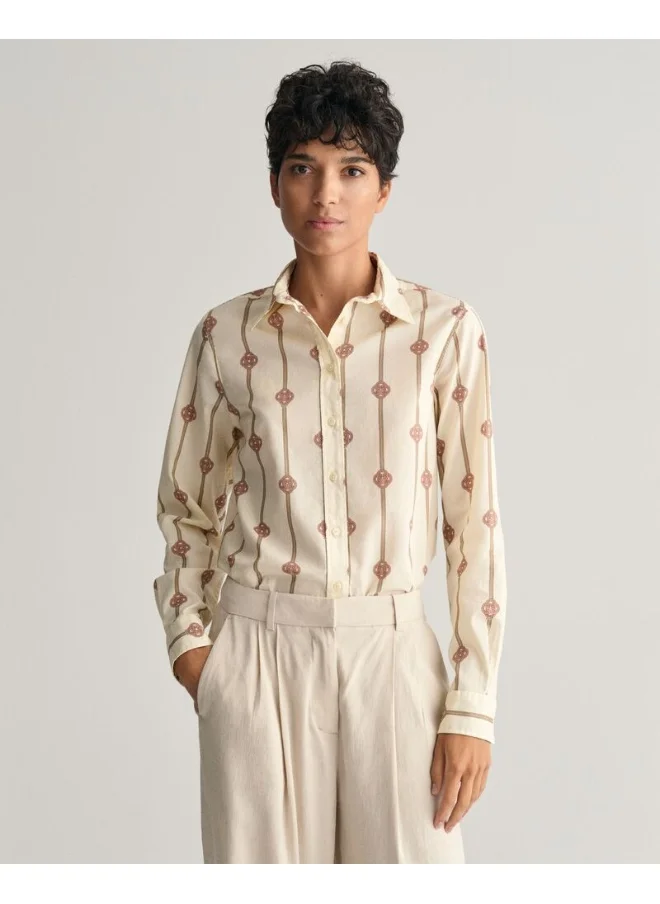 GANT Gant Regular Fit Monogram Striped Cotton Voile Shirt