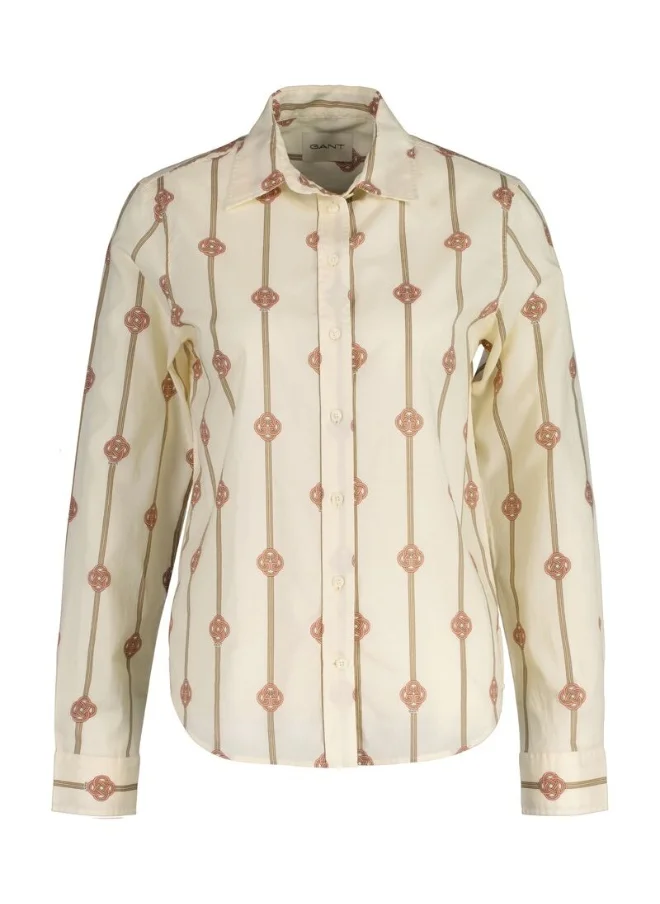 GANT Gant Regular Fit Monogram Striped Cotton Voile Shirt