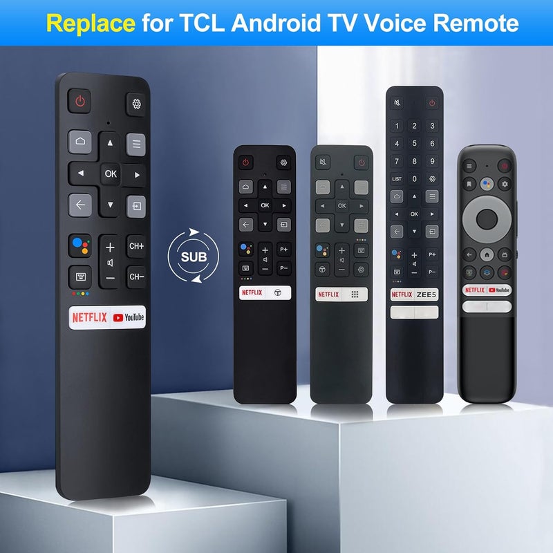 Voice Replacement for TCL-Android-TV-Remote,New Upgraded RC802V for TCL Smart TVs with Google Voice Function,with Netflix,YouTube Buttons - Image 2