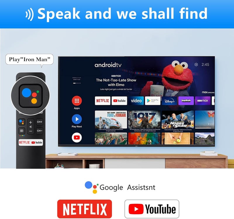 Voice Replacement for TCL-Android-TV-Remote,New Upgraded RC802V for TCL Smart TVs with Google Voice Function,with Netflix,YouTube Buttons - Image 4