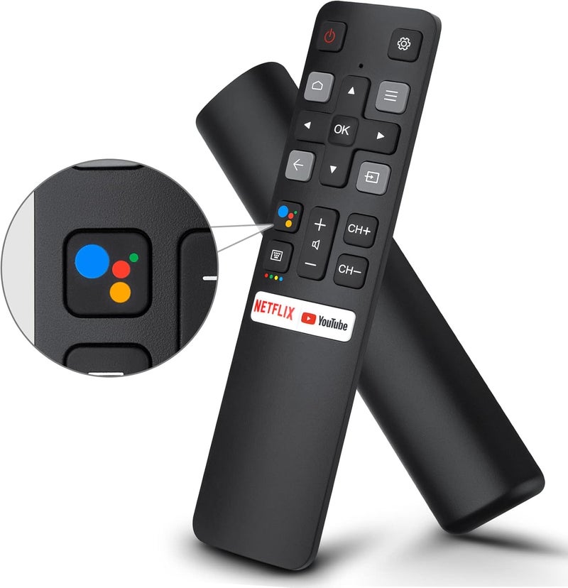 Voice Replacement for TCL-Android-TV-Remote,New Upgraded RC802V for TCL Smart TVs with Google Voice Function,with Netflix,YouTube Buttons - Image 1