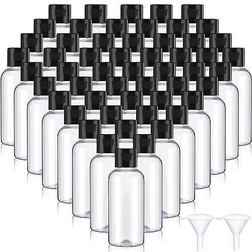 Mifoci 100 Pcs Small Plastic Bottles with Caps 2 oz Clear Empty Squeeze Bottle with Flip Cap Small Refillable Transparent Travel Dispenser Container for Shampoo Lotion Conditioner Liquid Soap - Image 1