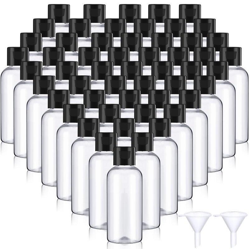 Mifoci 100 Pcs Small Plastic Bottles with Caps 2 oz Clear Empty Squeeze Bottle with Flip Cap Small Refillable Transparent Travel Dispenser Container for Shampoo Lotion Conditioner Liquid Soap - Image 2