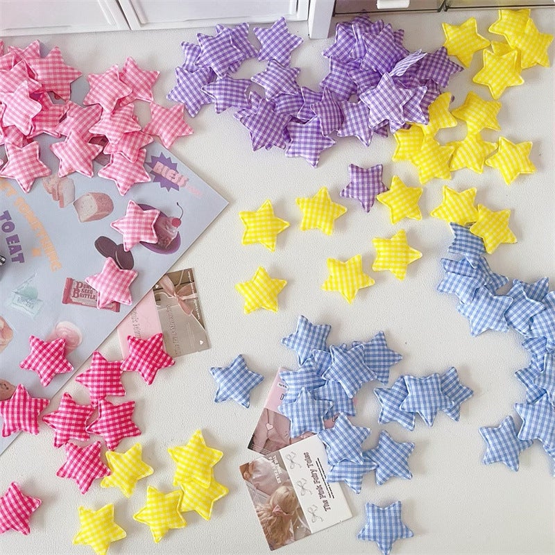 Clothes, Shoes And Hats With Decorative Plaid Cotton Five-Pointed Star Color Diy Material With Gifts Handmade Material - Image 2