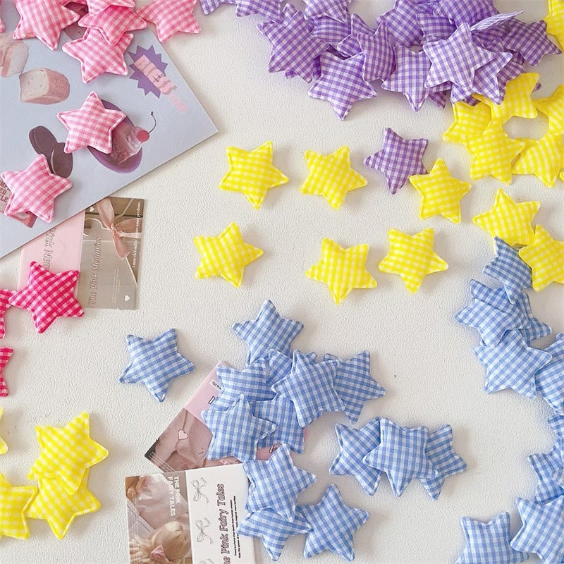 Clothes, Shoes And Hats With Decorative Plaid Cotton Five-Pointed Star Color Diy Material With Gifts Handmade Material - Image 3