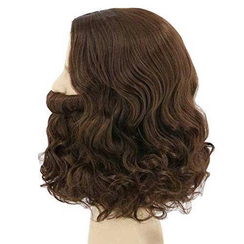 LeMarnia Wizard Wig and Beard Set for Men Brown Short Curly Biblical Jesus Wig for Halloween Costume Wigs - Image 3