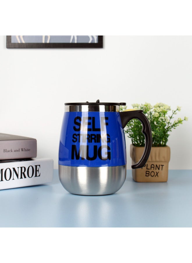 Generic - Automatic Mixing Cup Stainless Steel Cup Portable Coffee Cup Electric Magnetization Cup Lazy Water Cup Printing Mug-Color:Fan Leaf Dark Blue-Capacity:Magnetic 350ml, Fan 400ml - Image 1