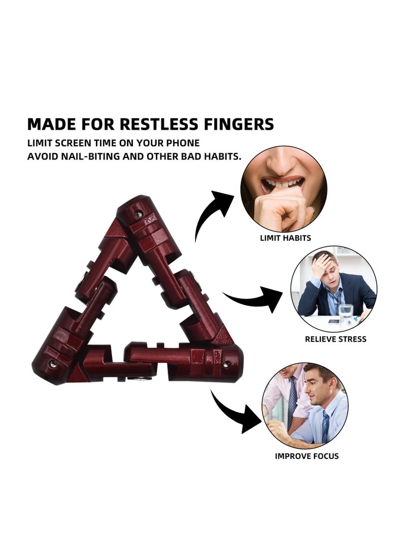 SYOSI Infinity Flip Alloyed Triangle Toy, Handheld Fidget Stress Relief Toy Anti-Anxiety Fidget Flipper Alloyed Handheld Fidget Flip Toy Infinity Flip for Adults Children Anxiety Stress Relief (Red) - Image 3