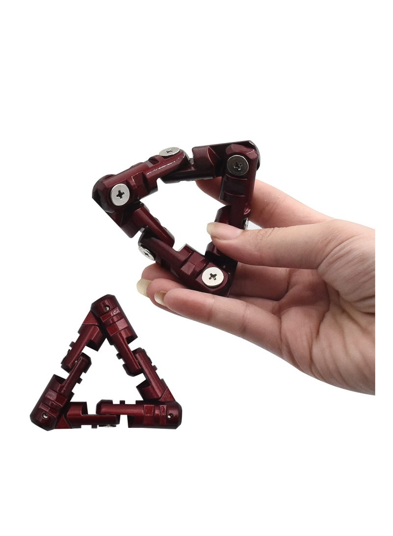 SYOSI Infinity Flip Alloyed Triangle Toy, Handheld Fidget Stress Relief Toy Anti-Anxiety Fidget Flipper Alloyed Handheld Fidget Flip Toy Infinity Flip for Adults Children Anxiety Stress Relief (Red) - Image 1