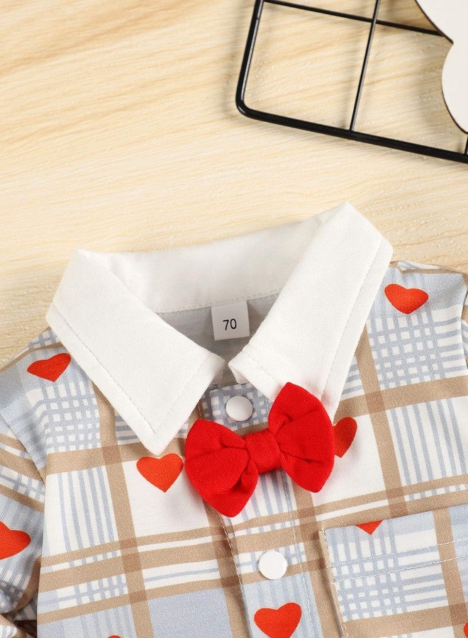 bilison Baby Boy Valentines Day Outfit Gentleman Bowtie Tuxedo Suit One Piece Romper Jumpsuit Overall Clothes Set - Image 3