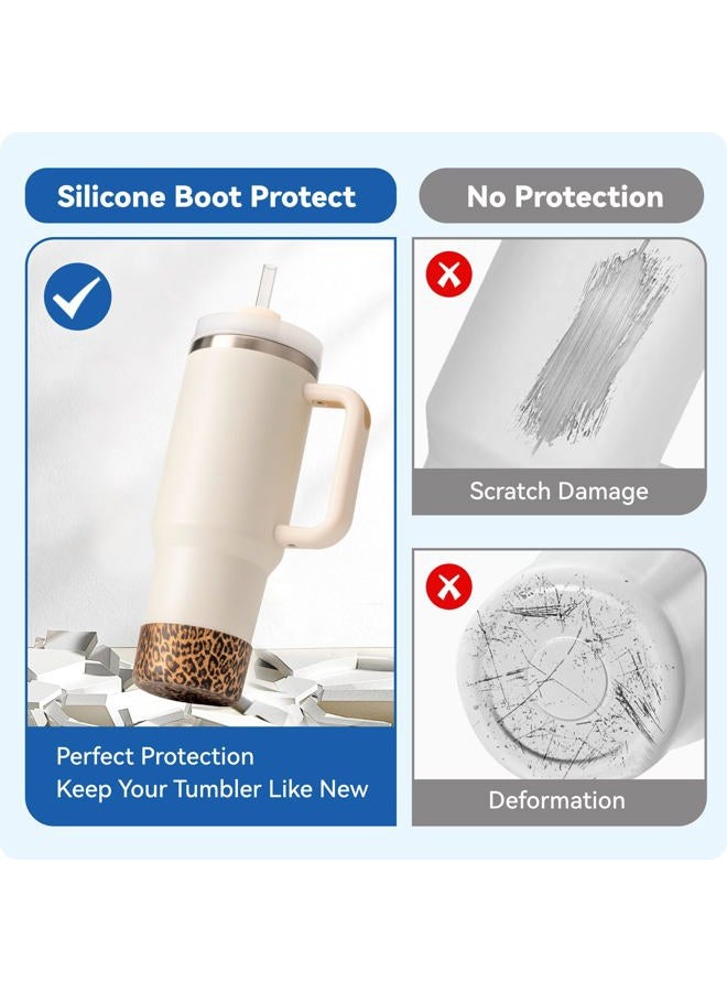 Prurex Silicone Boot for Stanley 40 30 oz Quencher Adventure Tumbler (Gold Leopard) - Image 4