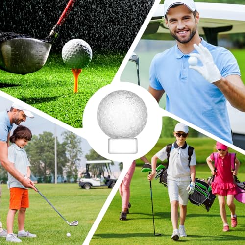 Landical 6 Pcs Crystal Glass Golf Ball Trophy with Display Stand Base for Sports Tournament Awards Crystal Golf Ball Trophy with Stand Team Prizes Statue for Retirement Gifts - Image 3