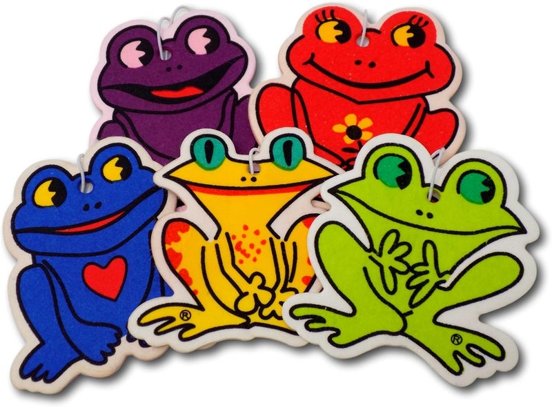EPOSGEAR 5 Pack Assorted Frog Design Car Air Fresheners - 5 Scent Variety Pack