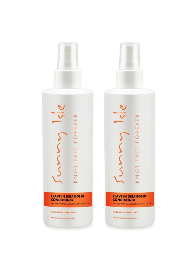 Sunny Isle Jamaican Black Castor Oil Knot Free Forever Leave-In Detangler & Conditioner 8oz (Pack of 2) | Moisturizes & Stimulates Hair Growth | Eliminates Frizz | Men & Women - Image 1