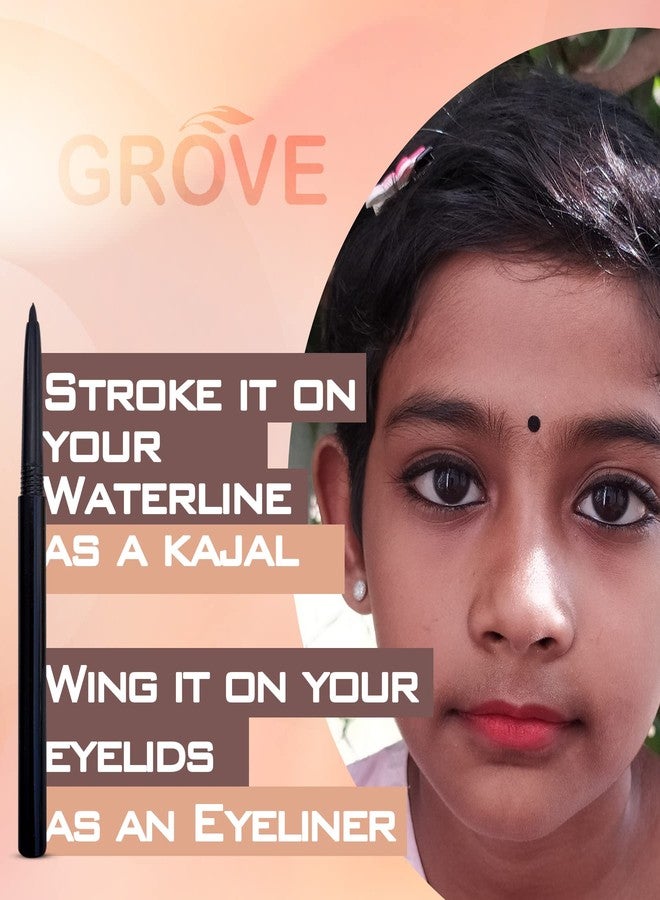 GROVE كحل جروف الطبيعي للعين | 2 في 1 | كحل + محدد عيون غني بزبدة بذور الكوبواسو وزيت الخروع | مقاوم للماء والتلطخ | مناسب لجميع أنواع العيون (عبوة واحدة) - Image 3