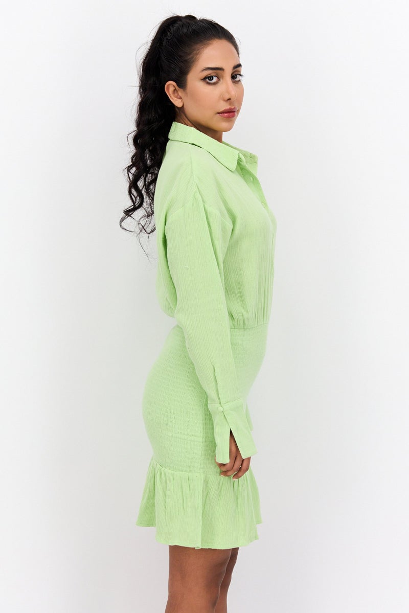 PRETTY LAVISH Women Solid Mini Dress, Light Green - Image 2