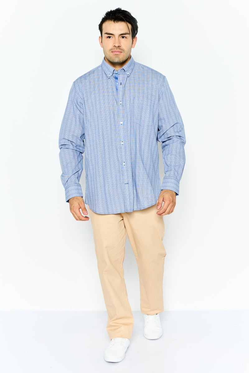 Tailorbyrd قميص رجالي عادي بقصة مريحة بأكمام طويلة ومربعات، أزرق داكن - Image 2