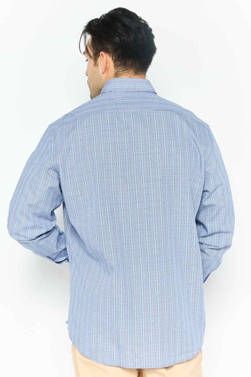 Tailorbyrd قميص رجالي عادي بقصة مريحة بأكمام طويلة ومربعات، أزرق داكن - Image 3