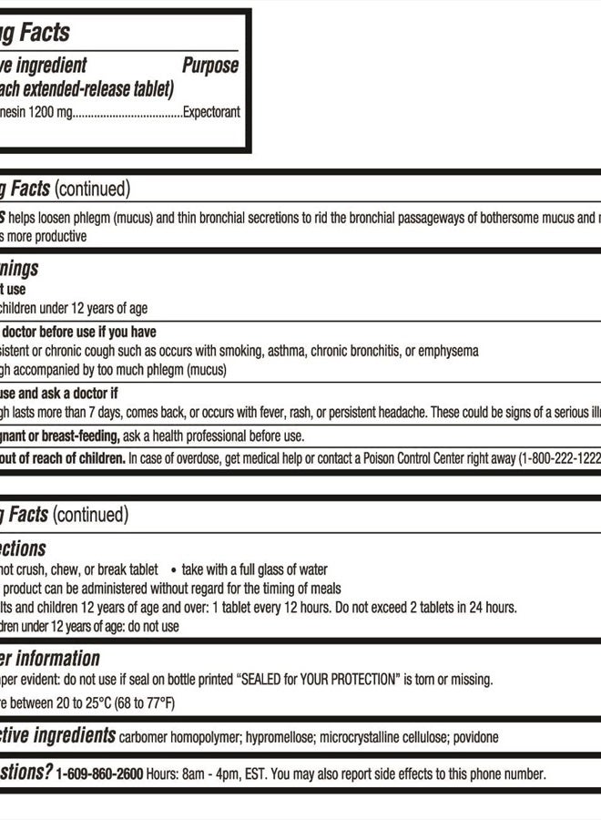 GUARDIAN Mucus Relief 12 Hour (70 Count) Extended Release Guaifenesin, 1200mg Maximum Strength, Chest Congestion Expectorant Tablets (70 Count Bottle (Pack of 1)) - Image 5