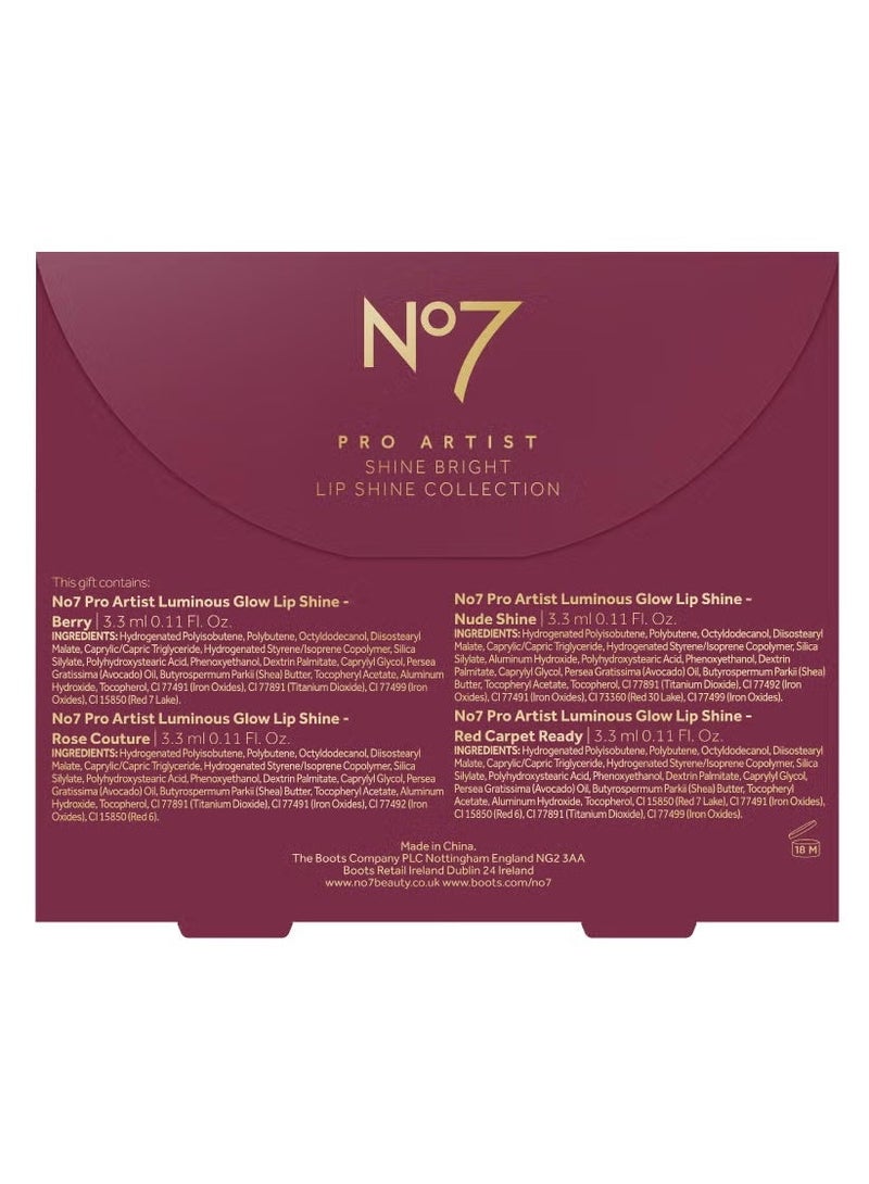 Boots No.7 Boots No7 Pro Artist Shine Bright Lip Shine Collection Gift Set - 4 Pieces set - Image 4
