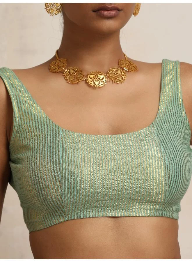 trueBrowns Green Gold Lurex Blouse