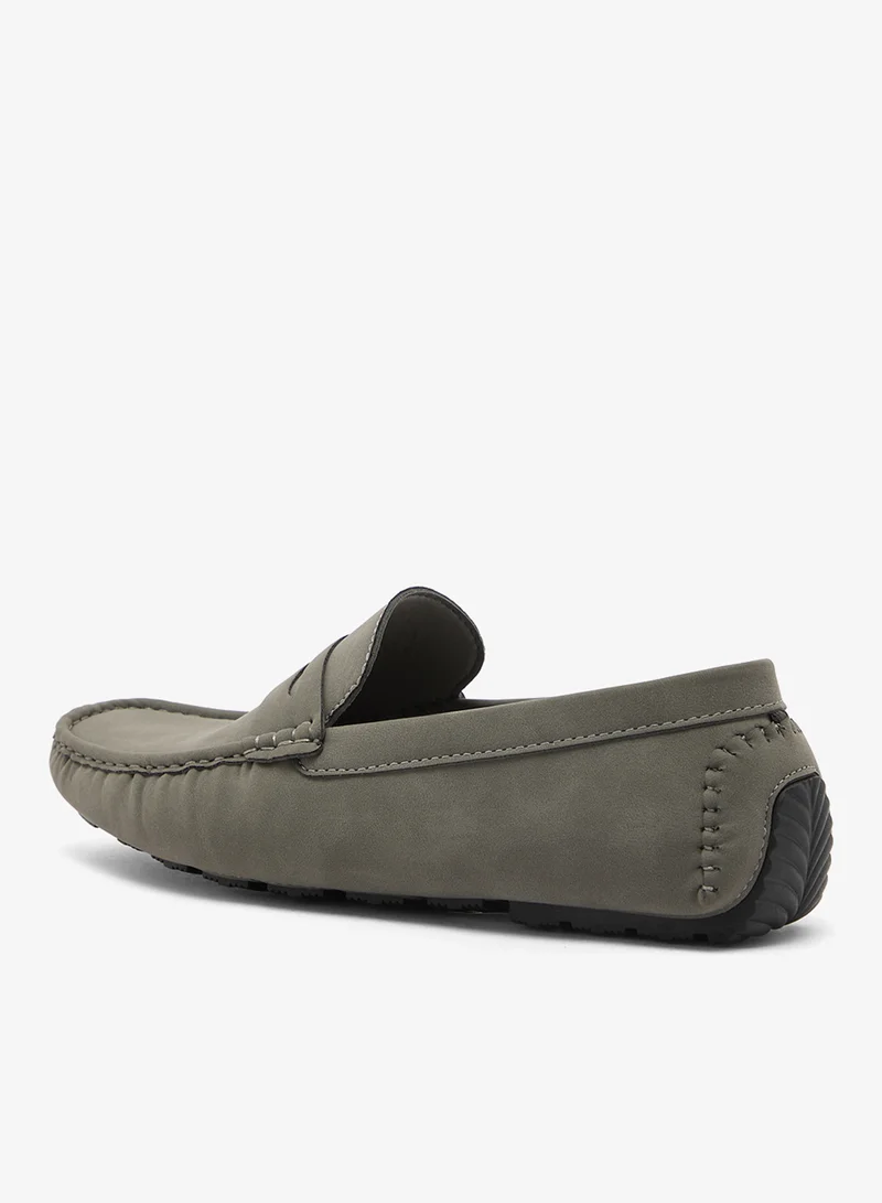BRAVE SOUL  MENS GREY FAUX SUEDE PLAIN LOAFER WITH BLACK SOLE for Men | Best Price UAE