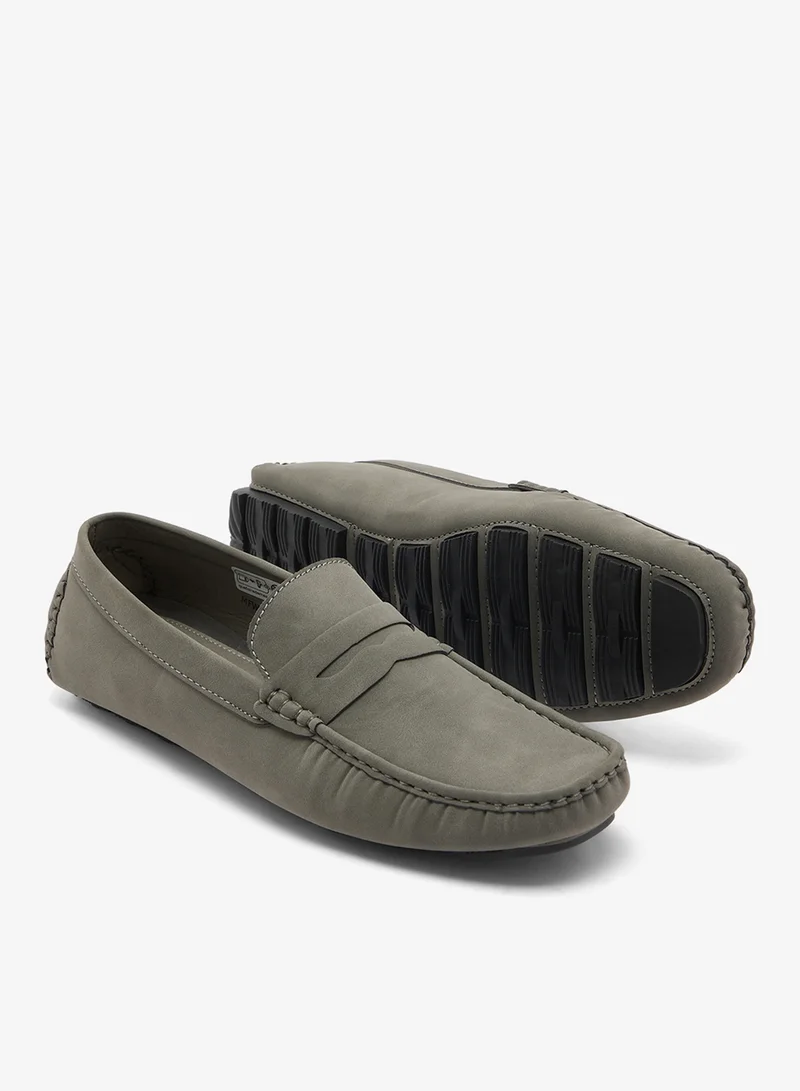 BRAVE SOUL  MENS GREY FAUX SUEDE PLAIN LOAFER WITH BLACK SOLE for Men | Best Price UAE