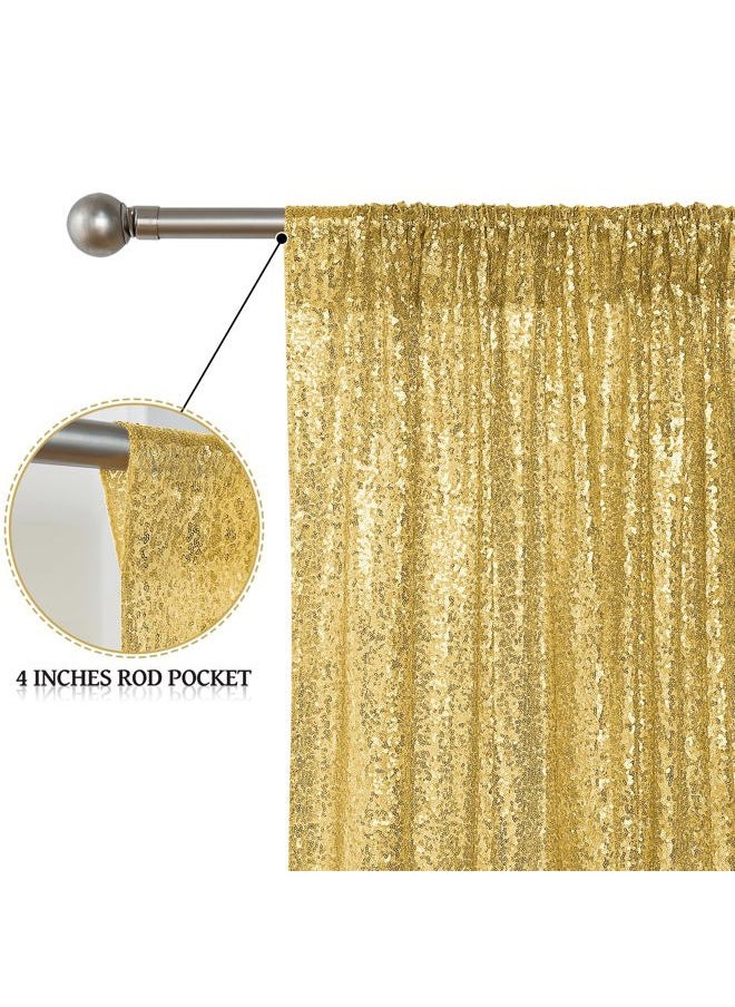 Sugargirl - Gold Sequin Backdrop Curtain 2 Panels 2FTx8FT Glitter Gold Background Drapes Sparkle Photography Backdrop for Party Wedding Birthday Wall Decoration - Image 1