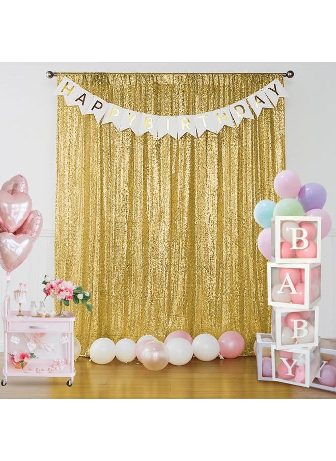 Sugargirl - Gold Sequin Backdrop Curtain 2 Panels 2FTx8FT Glitter Gold Background Drapes Sparkle Photography Backdrop for Party Wedding Birthday Wall Decoration - Image 1
